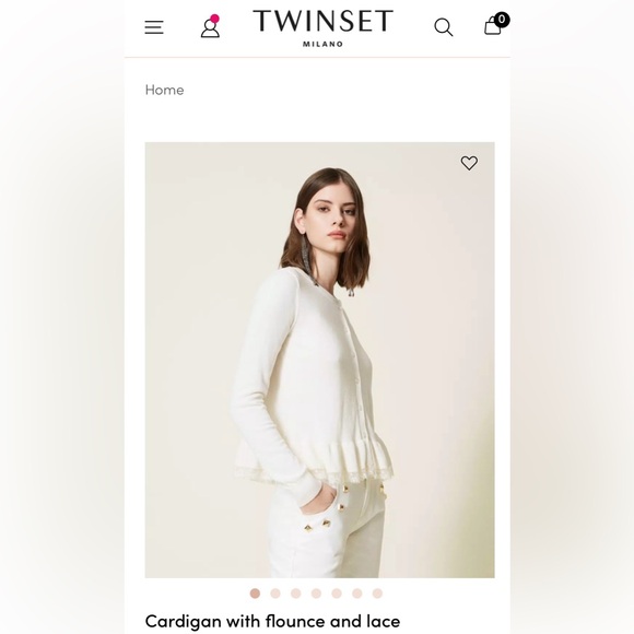 TWIN-SET cream sweater with ruffle trim - Picture 3 of 13